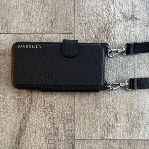 Bandolier Black Leather Phone Crossbody